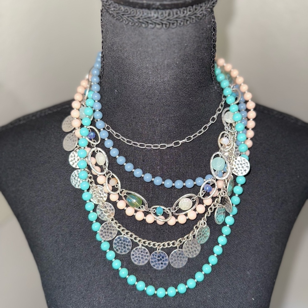 Premier Designs Jewelry Pastel/Silver Necklace Sugar Rush Versatile BoHo 36”